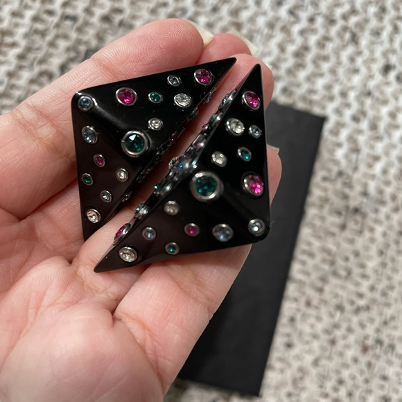 YSL Clip on triangle multi color black earrings - Picture 8 of 14